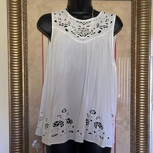 TORRID White Eyelet Challis Babydoll Top